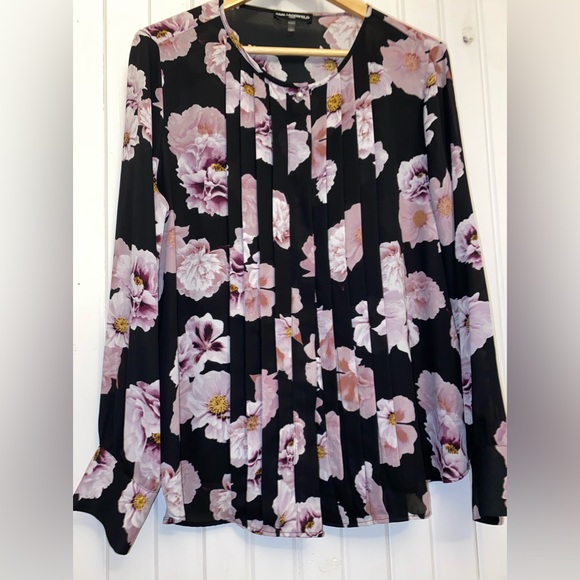 Karl Lagerfeld Pearl Floral Pleat Blouse XL - Picture 7 of 11